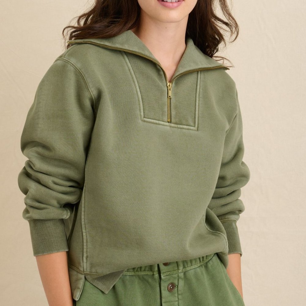 GUC Alex Mill Crosby Half Zip Pullover, military green, sz small